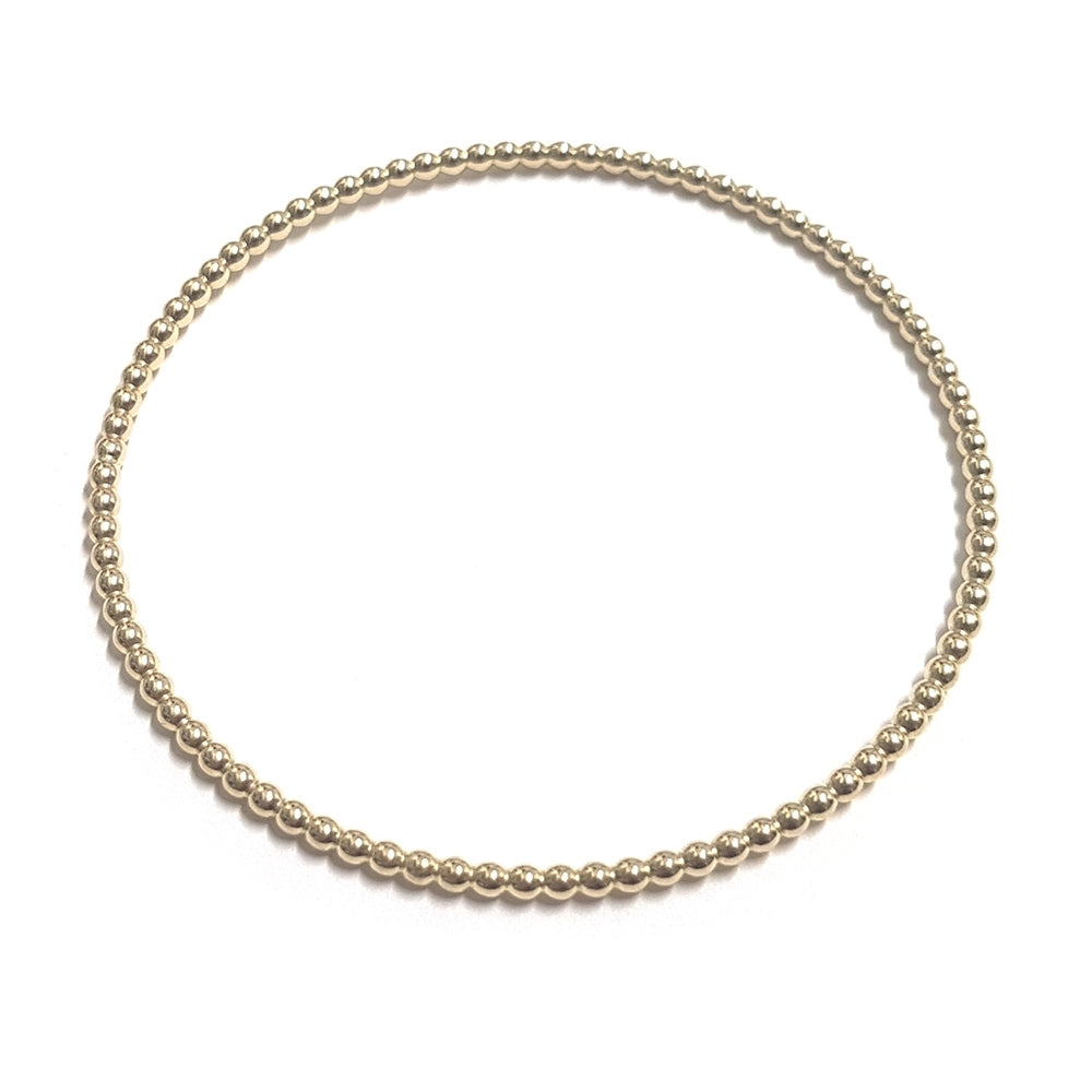14K Yellow Gold 2.5mm Beaded Bangle Bracelet
