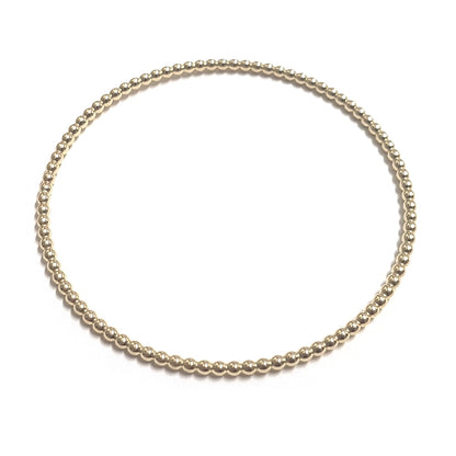 14K Yellow Gold 2.5mm Beaded Bangle Bracelet