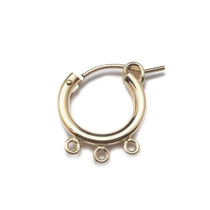 Yellow Gold Filled Tube Hoop Earring W/3 Loops 10mm