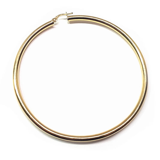 14K Yellow Gold Hoop Tube Earring 65X3mm W/snap