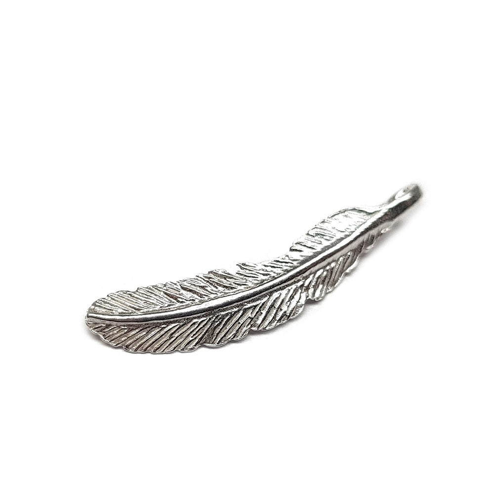 Sterling Silver Classic Feather Pendant 29mm 1.14