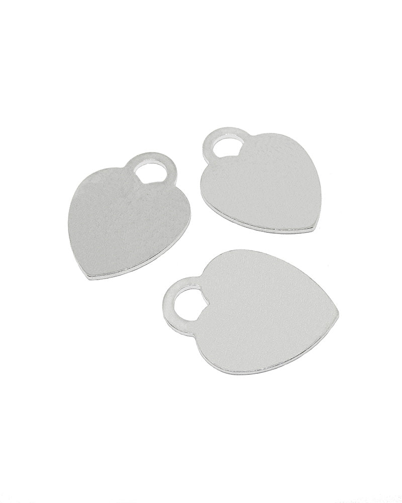 Sterling 925 Silver Plain Heart Charm 24mm/1mm