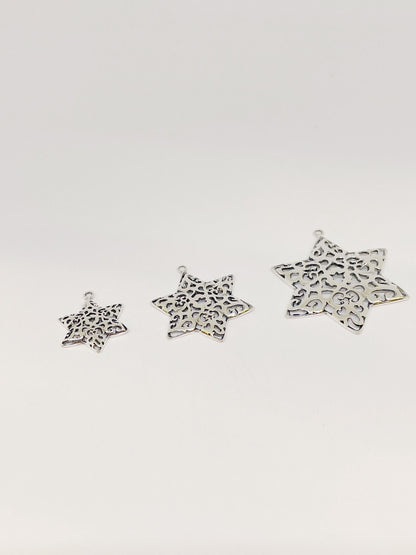 Sterling Silver 925 Medium Decorative Star of David Pendant