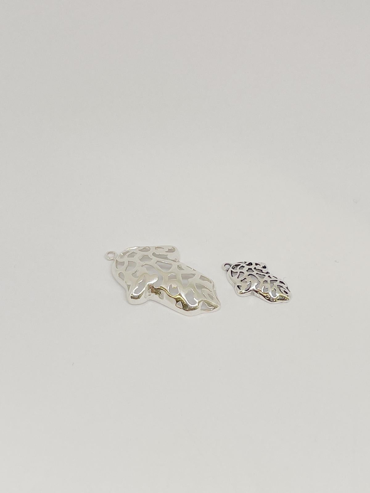 Sterling Silver 925 Large Decorative Hamsa Pendant