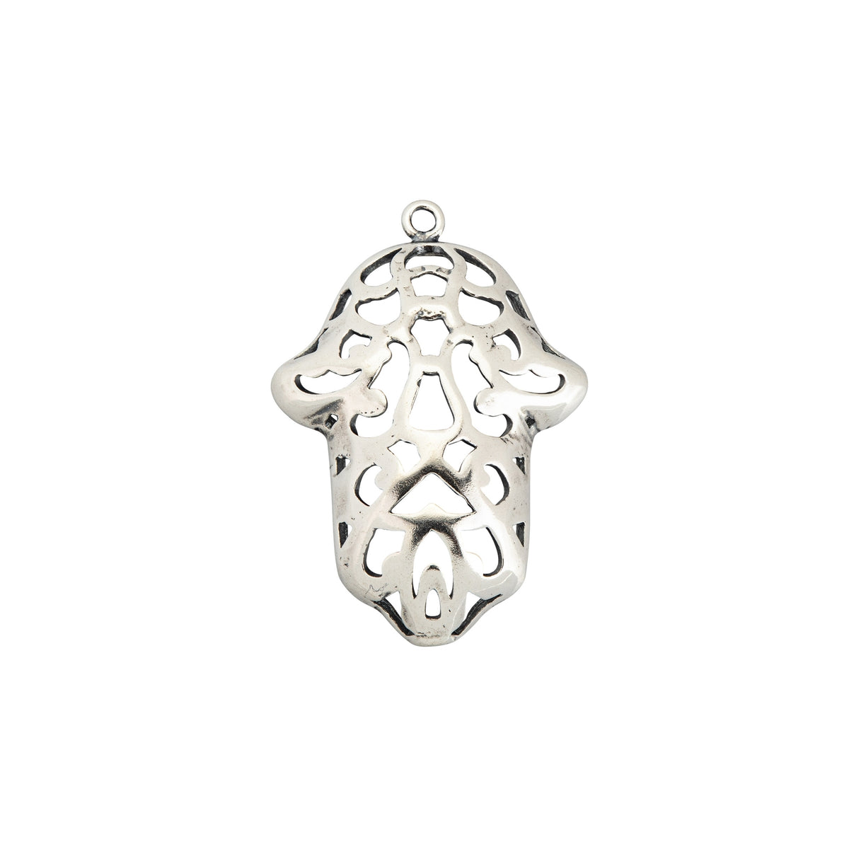 Sterling Silver 925 Large Decorative Hamsa Pendant