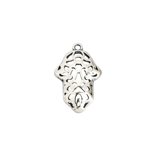 Sterling Silver 925 Small Decorative Hamsa Pendant