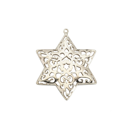 Sterling Silver 925 Medium Decorative Star of David Pendant
