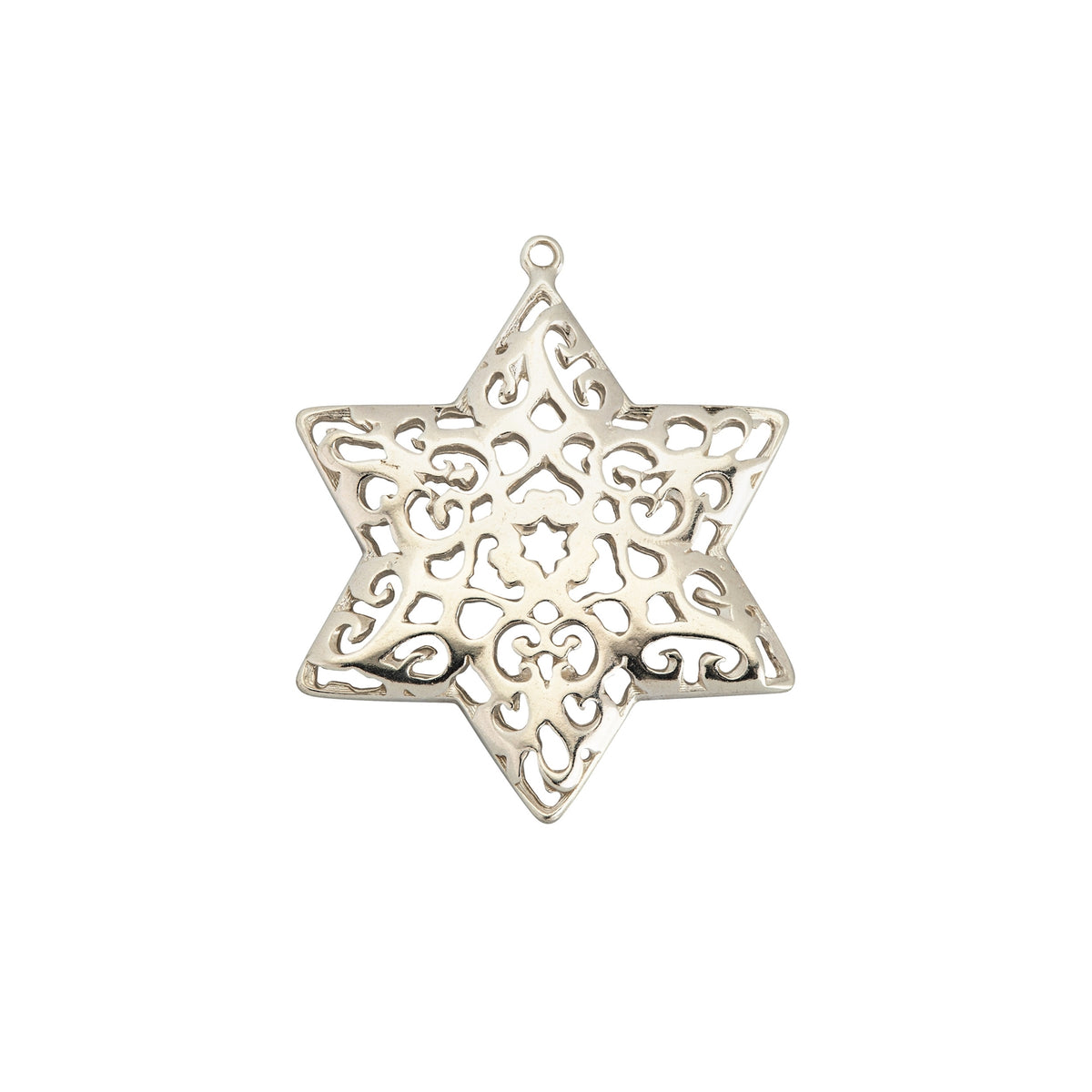 Sterling Silver 925 Large Decorative Star of David Pendant