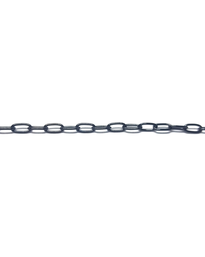Sterling Silver Black Paper Clip Chain 2.4x4.6mm