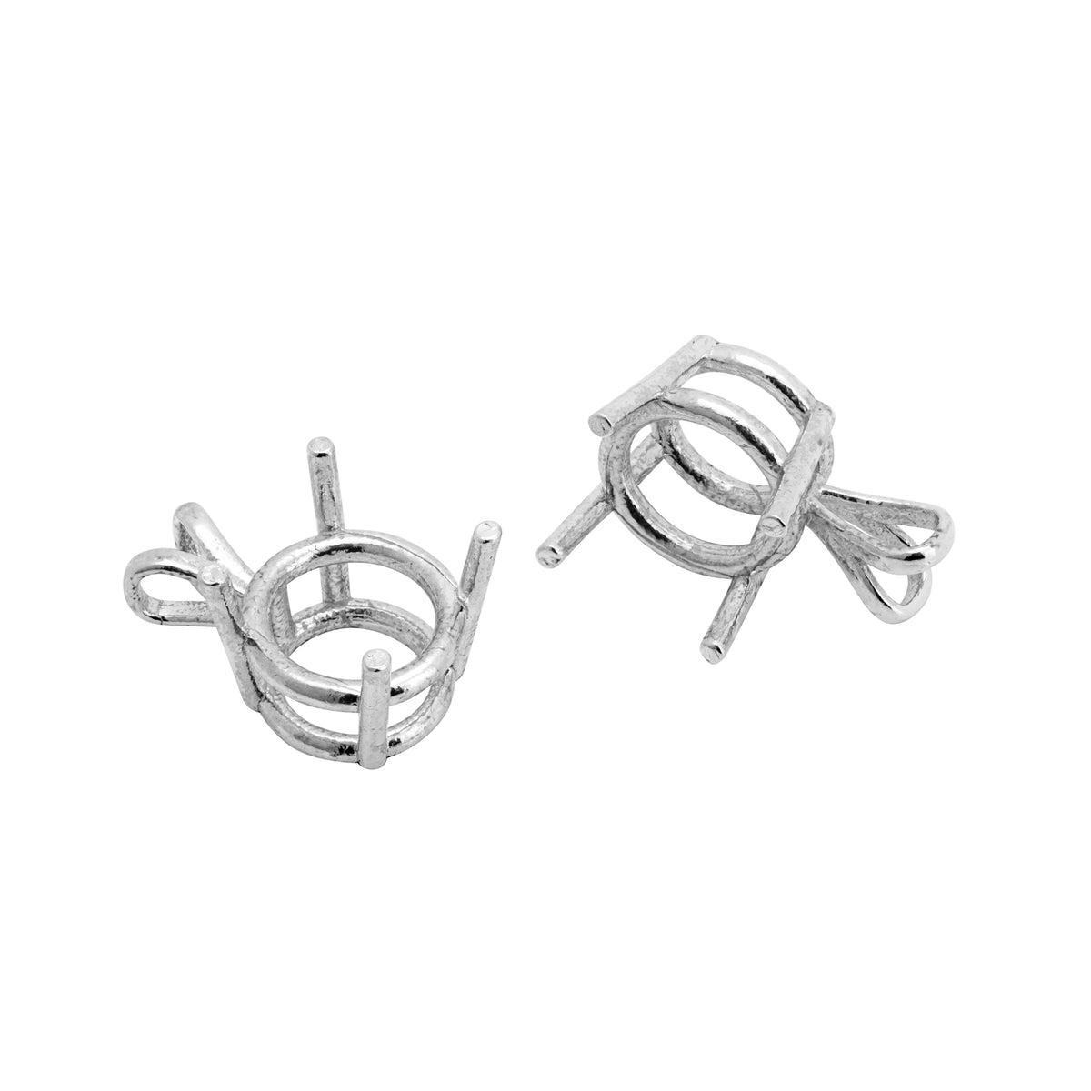 Sterling Silver 6 mm round 4 prong pendant basket setting