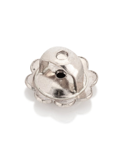 14K White Gold Flower Shaped Threaded Earnut
