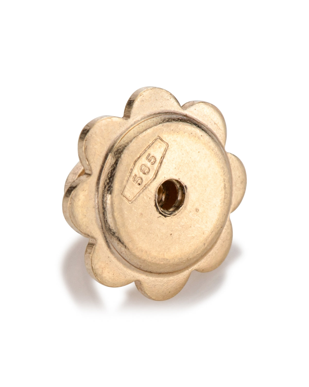14K Yellow Gold Flower Shaped Threaded Earnut