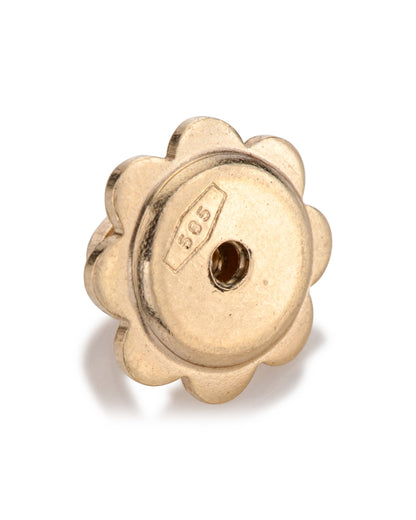 14K Yellow Gold Flower Shaped Threaded Earnut