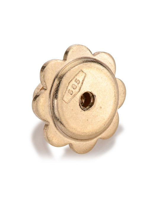 14K Yellow Gold Flower Shaped Threaded Earnut