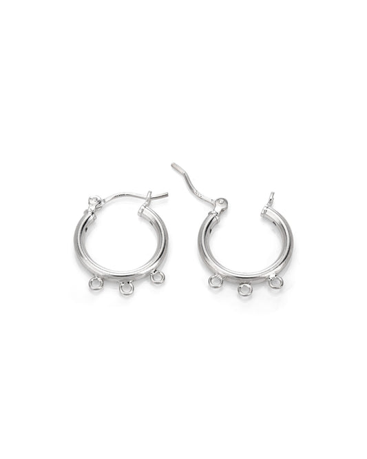 Sterling Silver 15/2 Tube Hoop Earring W/3 Loops
