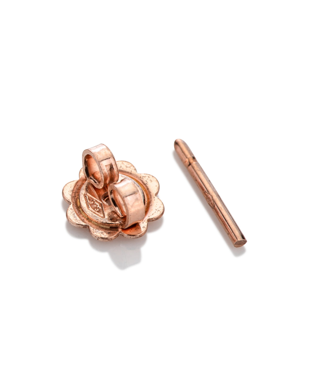 14K Rose Gold Flower Shaped Threaded Earnut + Post