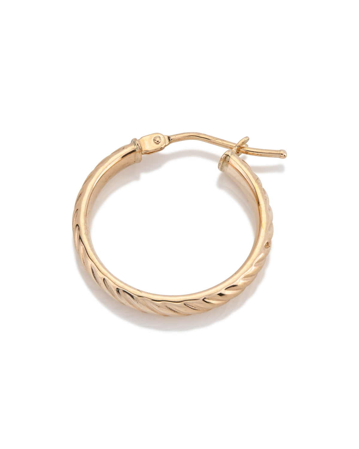 14KY Gold Textured Hoop Earring 3X15mm