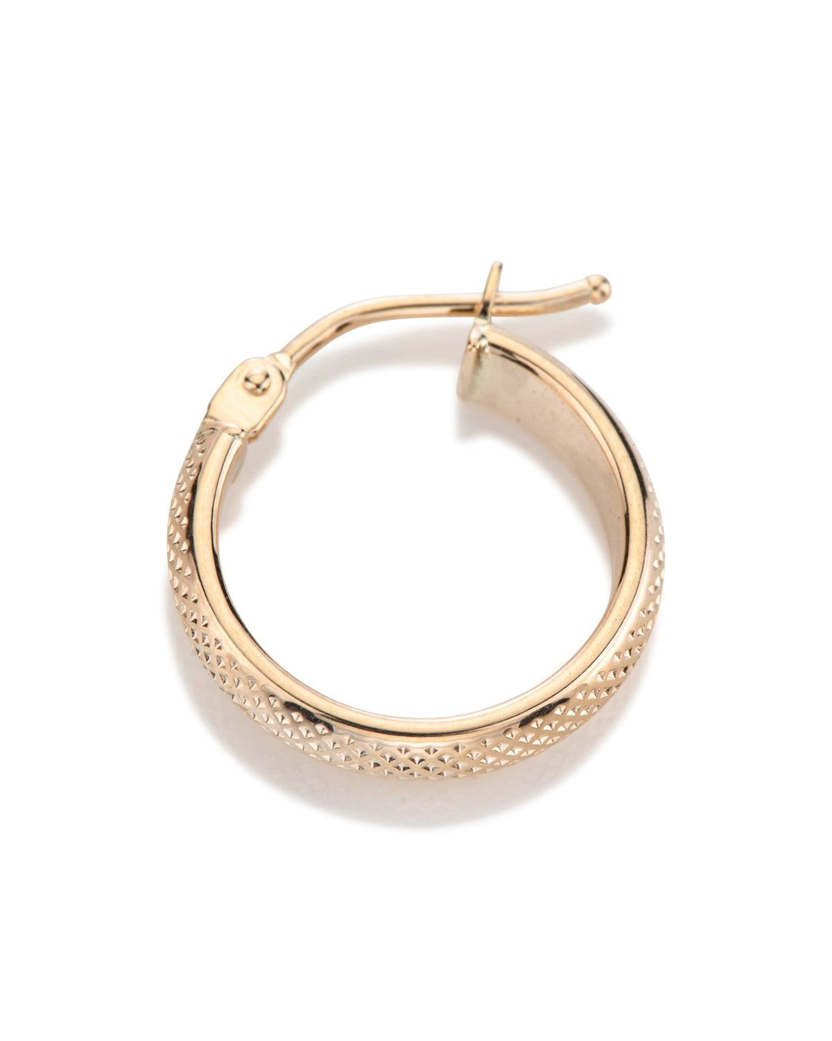 14KY Gold Dot Textured Hoop Earring 3X15mm