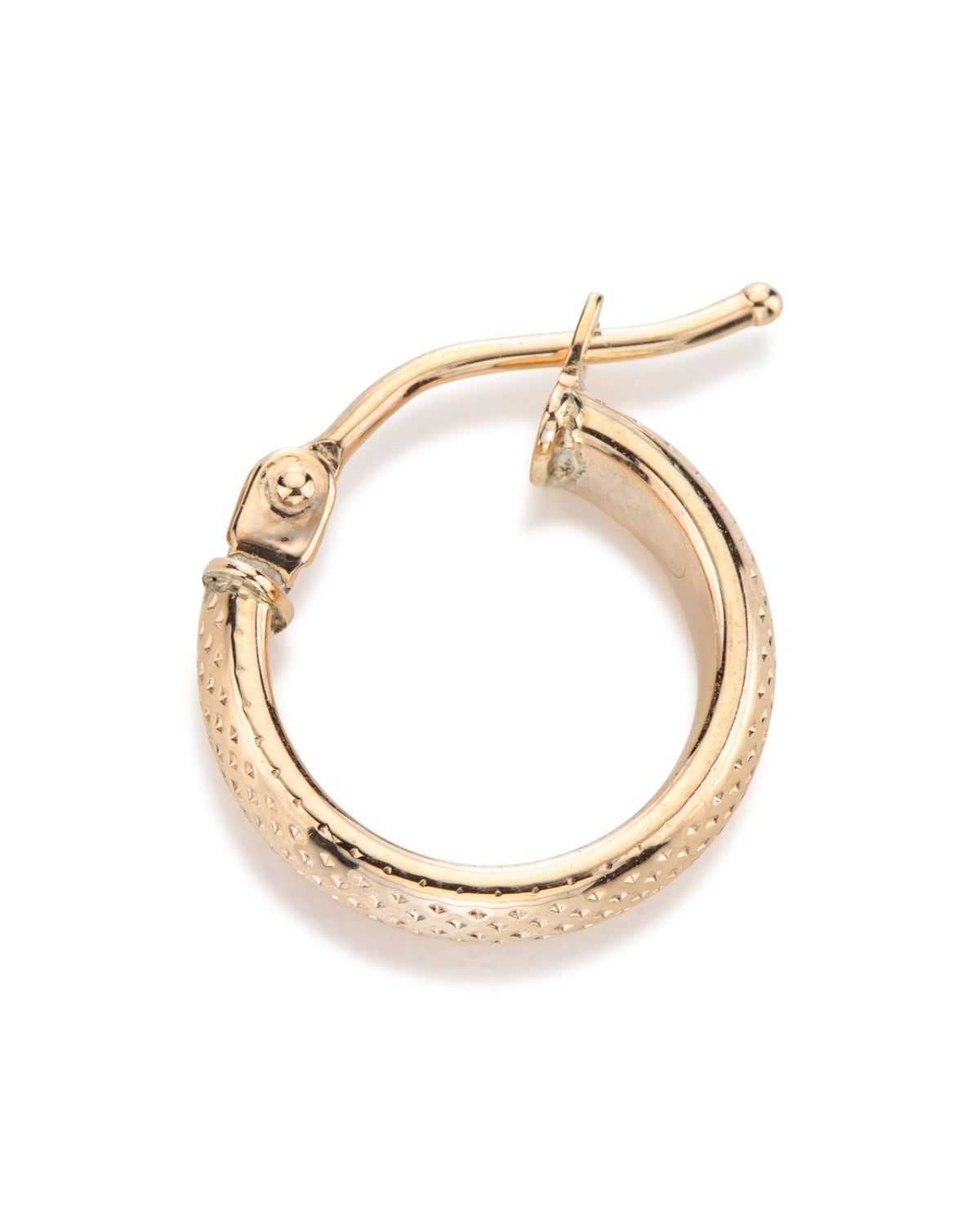 14KY Gold Dot Textured Hoop Earring 3X11.5mm