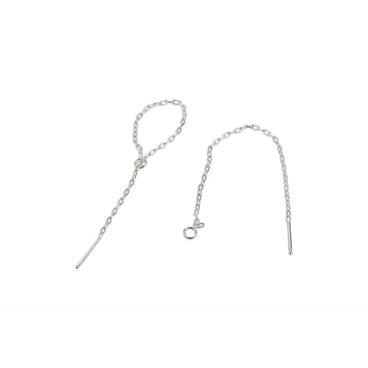 Sterling Silver Post Threader Cable Chain Earring with Open Jump Ring