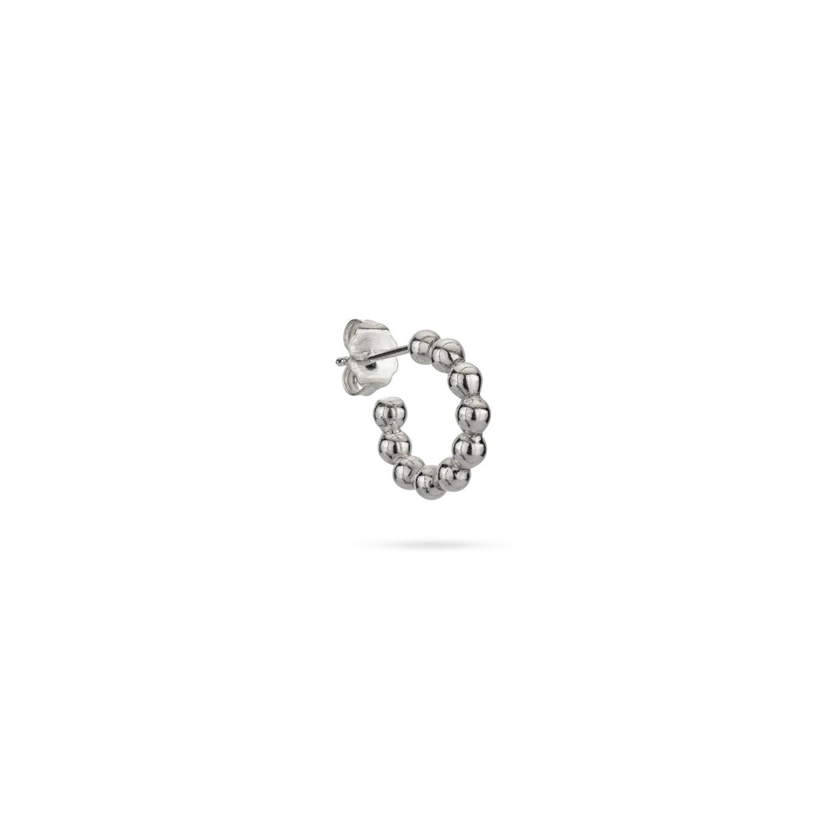 Sterling Silver 925 Beaded Wire Post Hoop Earring 2x14mm