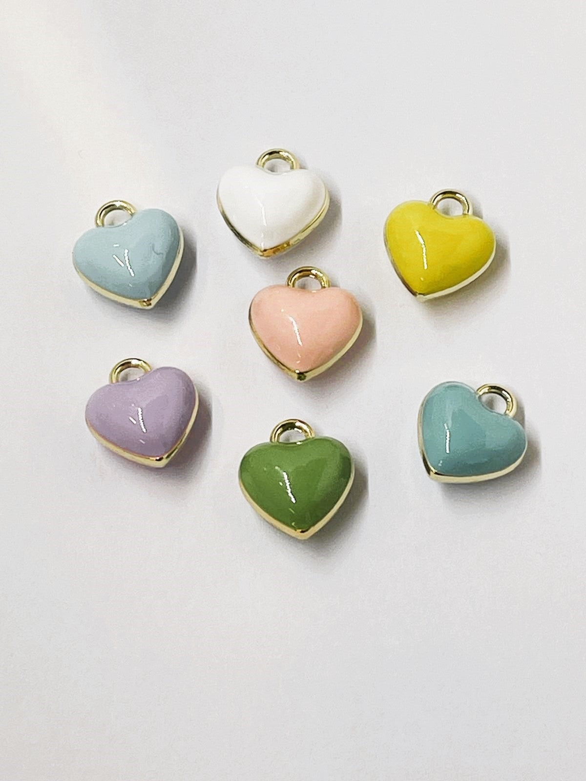 Choice of Color Enamel Puffed Heart Pendant with Gold Plated Frame
