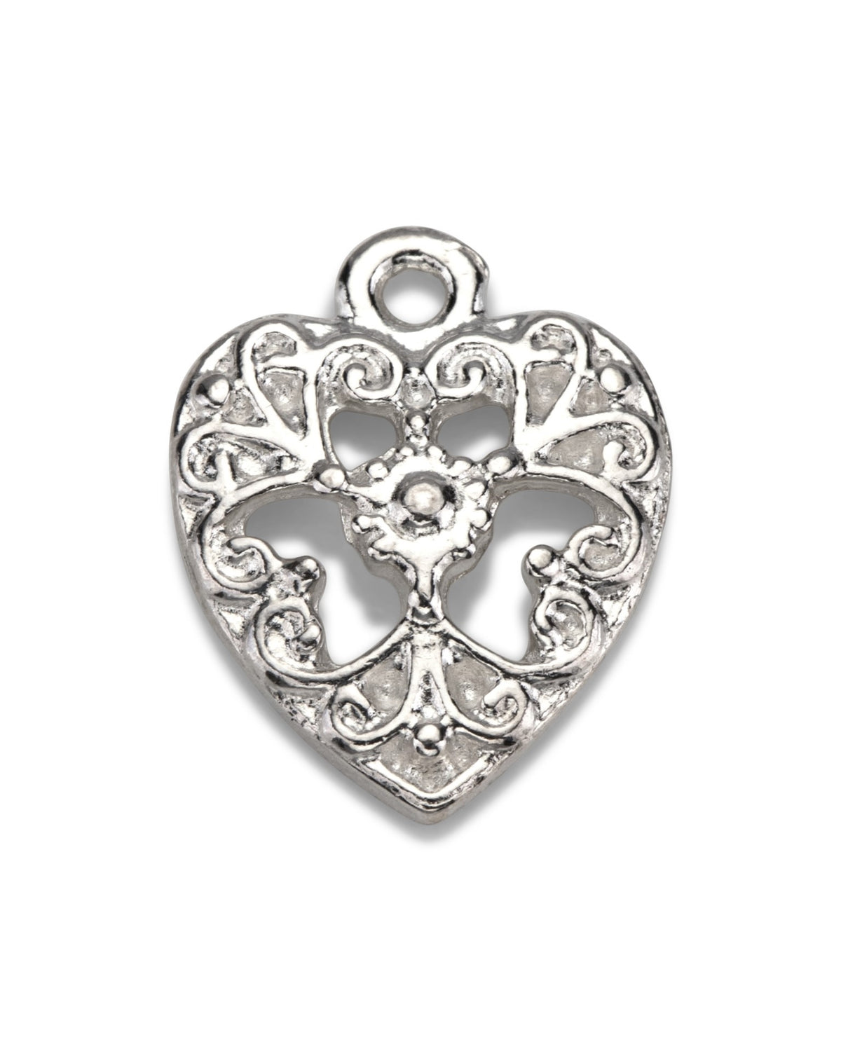 Antique Style Decorative Sterling Silver Heart Pendant