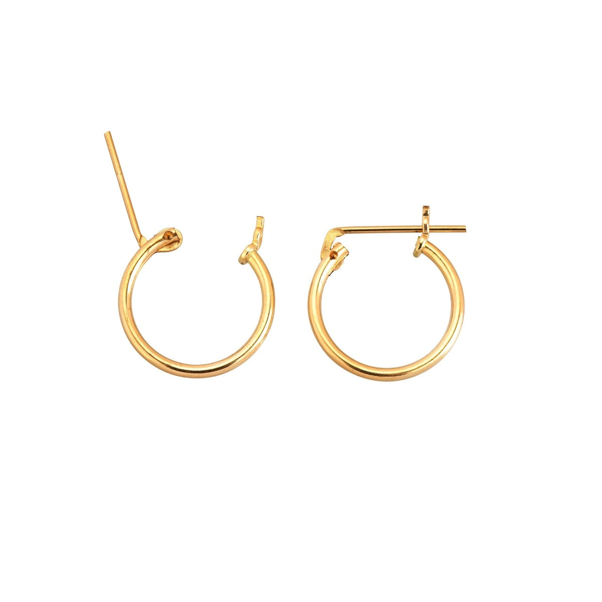 Yellow Gold Filled Tube Hoop Earring W/Snap 14mm