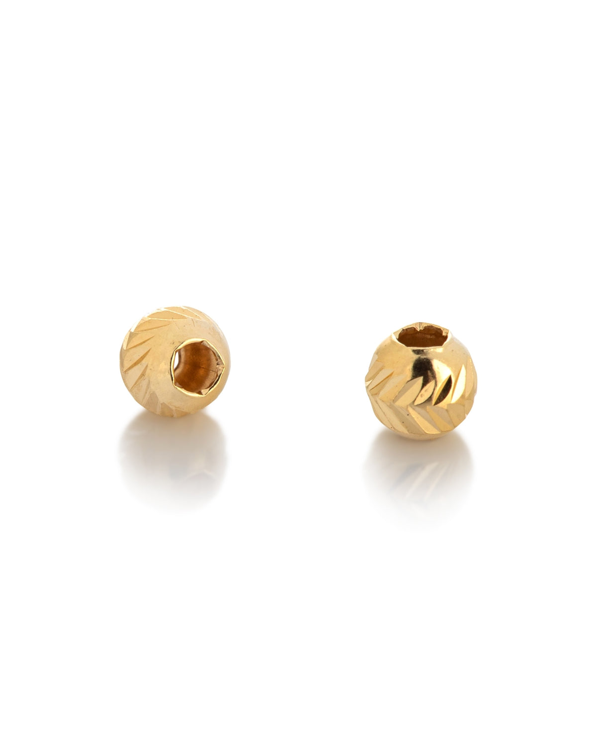 14k Gold Plated 3mm Diamond Cut Bead Hole Size 1.2mm