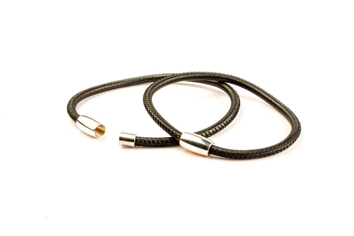 Black Leather 3mm Bracelet with Stainless Steel Clasp