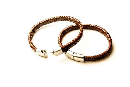 Bbown Leather Braided 9mm Bracelet with Stainless Steel Clasp