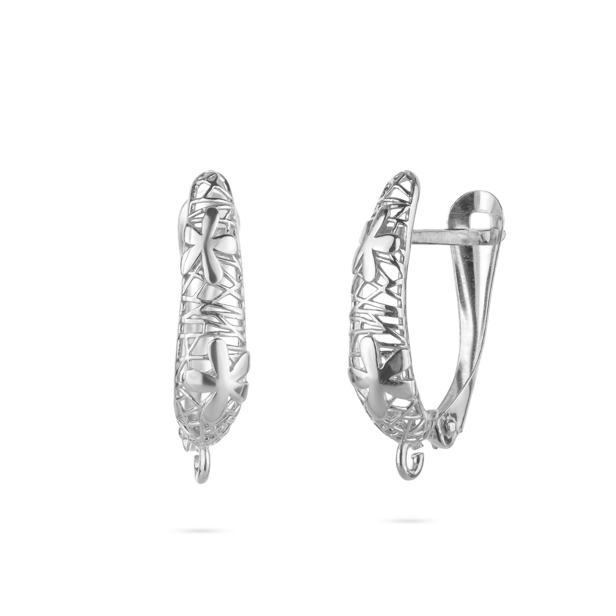Sterling Silver Decorative Secure Earring Back with Open Ring