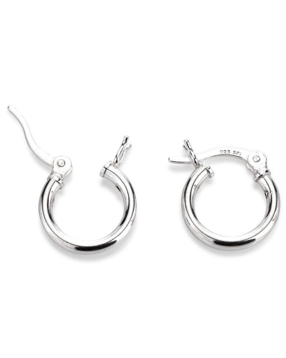 Sterling Silver 925 Hoop Earring 10X1.5mm w/snap