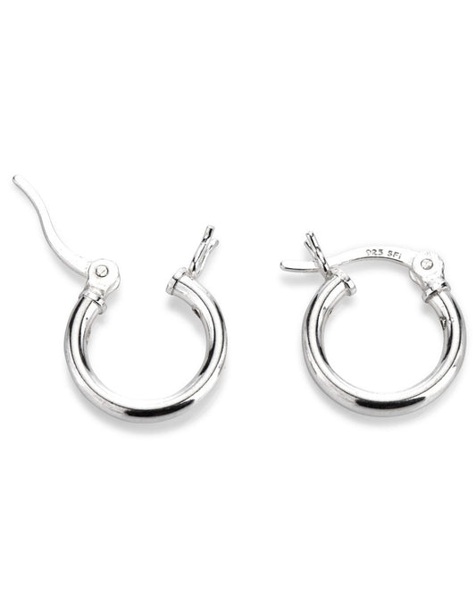 Sterling Silver 925 Hoop Earring 10X1.5mm w/snap