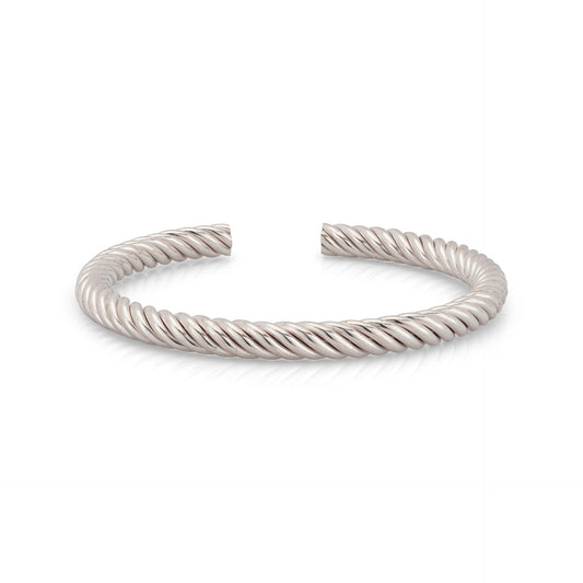 Sterling Silver 925 Spiral Round Bangle Tube 6mm