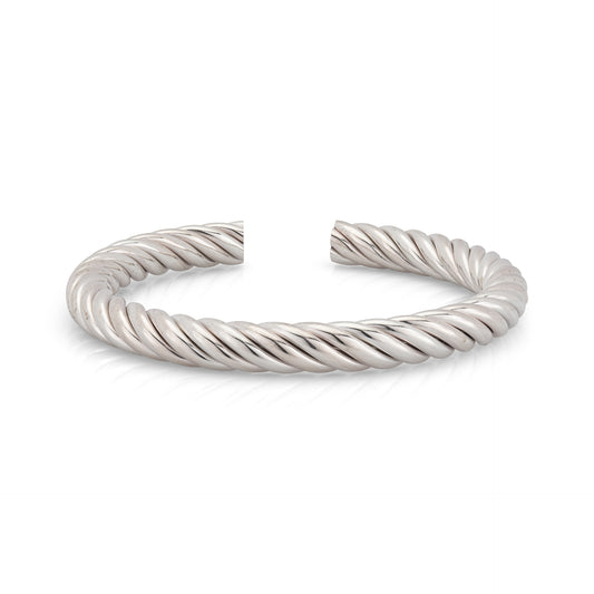 Sterling Silver 925 Spiral Round Bangle Tube 8mm