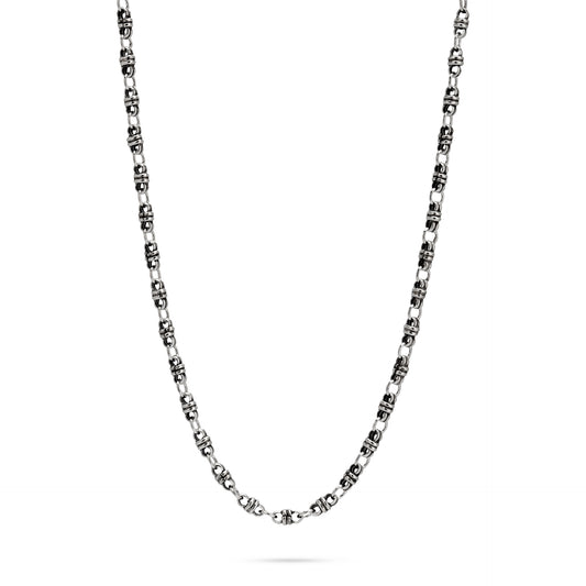 Silver oxidized link chain pre-made 50cm length