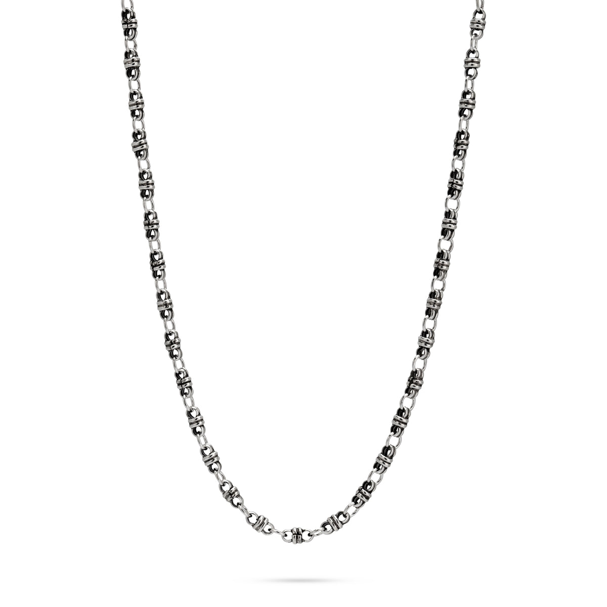 Silver oxidized link chain pre-made 65cm length