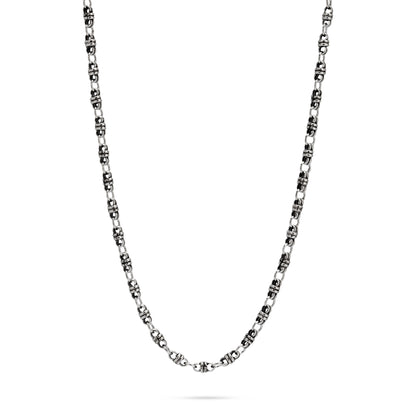 Silver oxidized link chain pre-made 65cm length