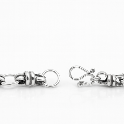 Silver oxidized link chain pre-made 65cm length
