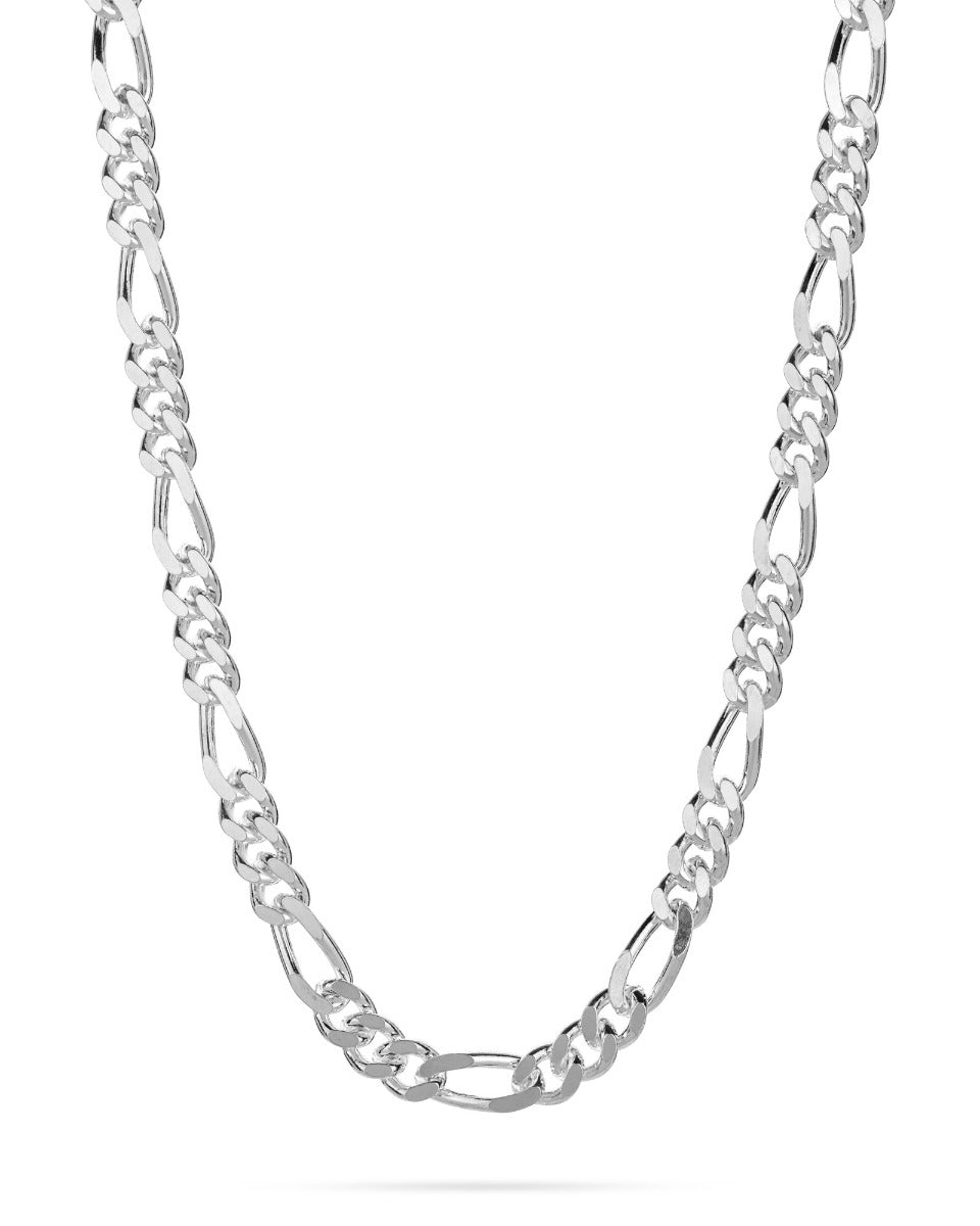 925 Sterling Silver Chunky 7.6mm Figaro 3+1 Chain