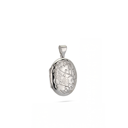 925 Sterling Silver Oval Pendant openable 22x28mm decorated