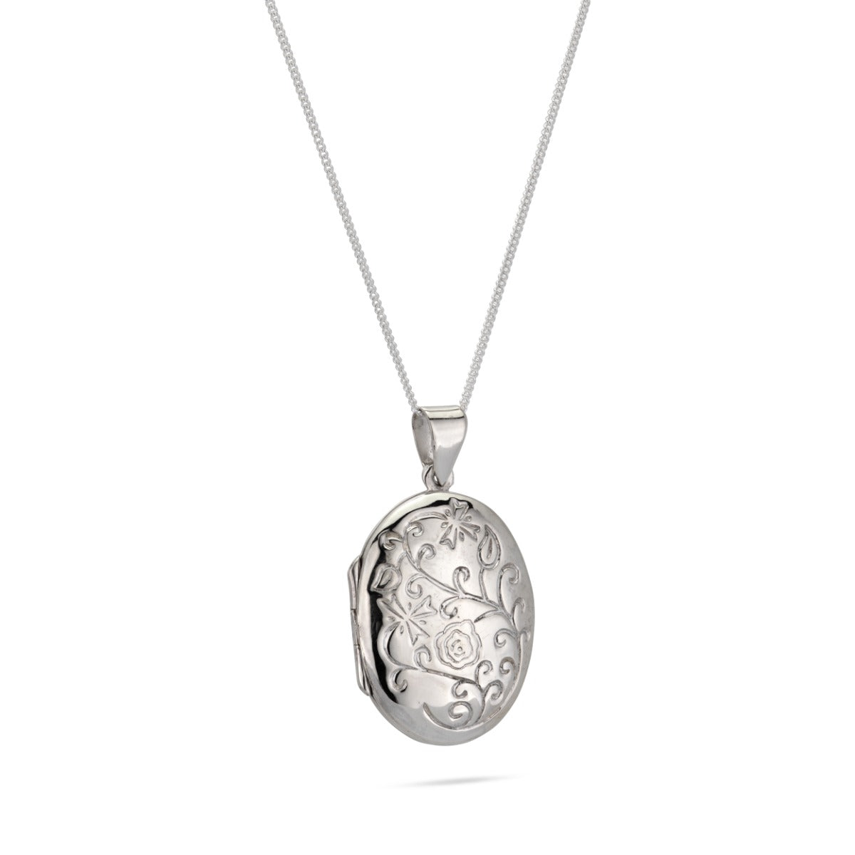 925 Sterling Silver Oval Pendant openable 22x28mm decorated