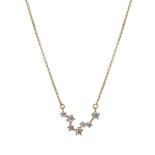 Gold Plated Silver Zodiac Necklace with 7 CZ Stones ��� Pisces