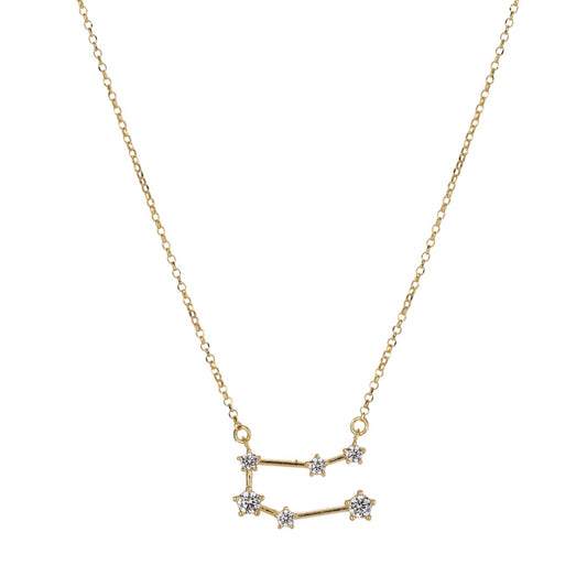 Gold Plated Silver Zodiac Necklace with 6 CZ Stones ��� Gemini
