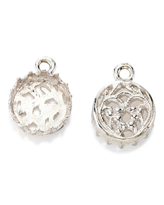 Sterling Silver Decorative Bezel Cup 10mm + Ring (Gallery 1117H, Bottom Gallery 3331)