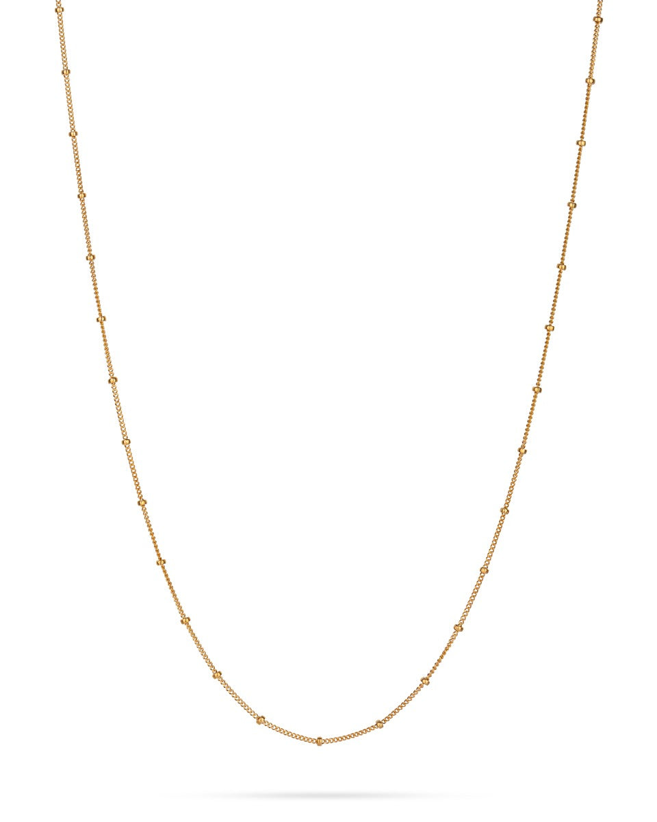 Yellow Gold-Filled Curb Chain 1mm with 2mm Beads