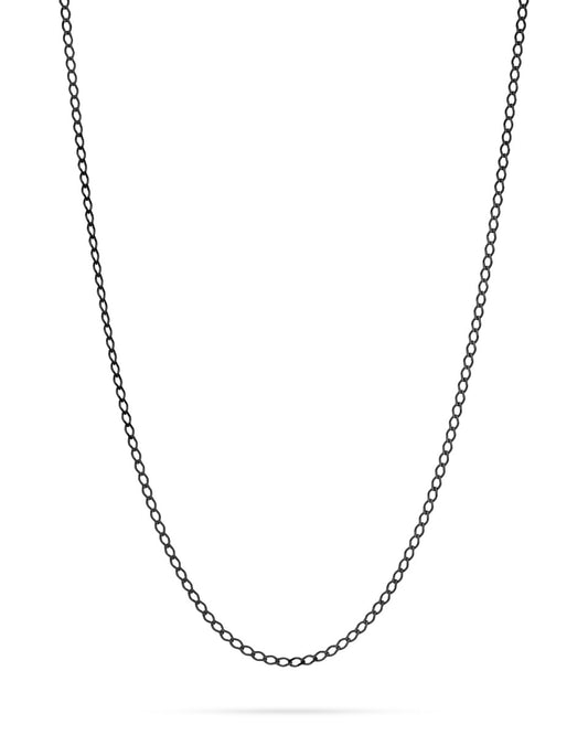 925 Sterling Silver Black Flat Curb Link Chain 0.7X2.4mm