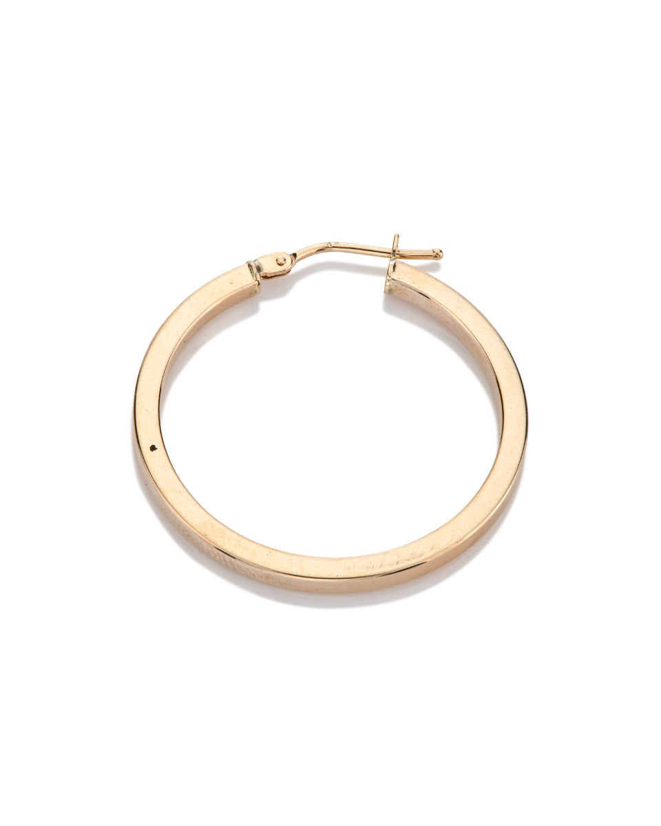 14KY Gold Square Hoop Earring 1.5x25mm