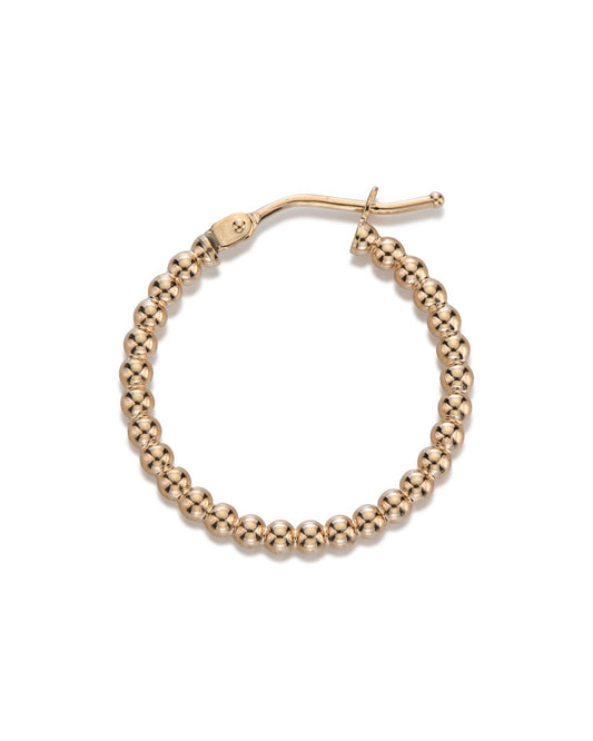 14KY Gold Beaded Wire Hoop Earring 2x20mm